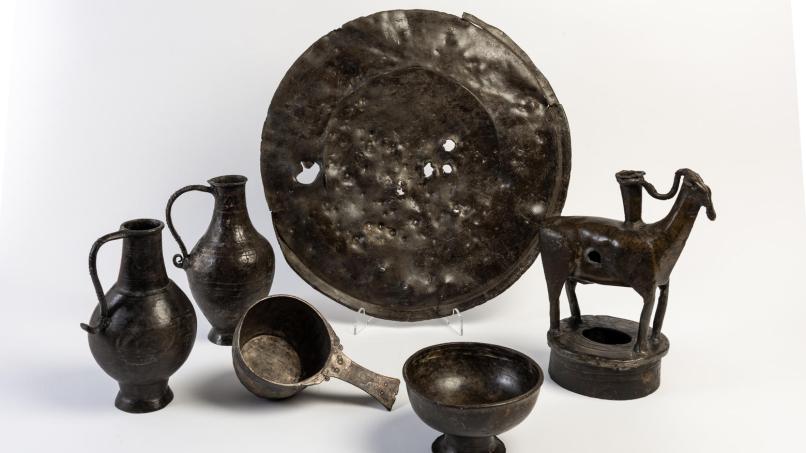 Image: Pewter vessels found in the Spring