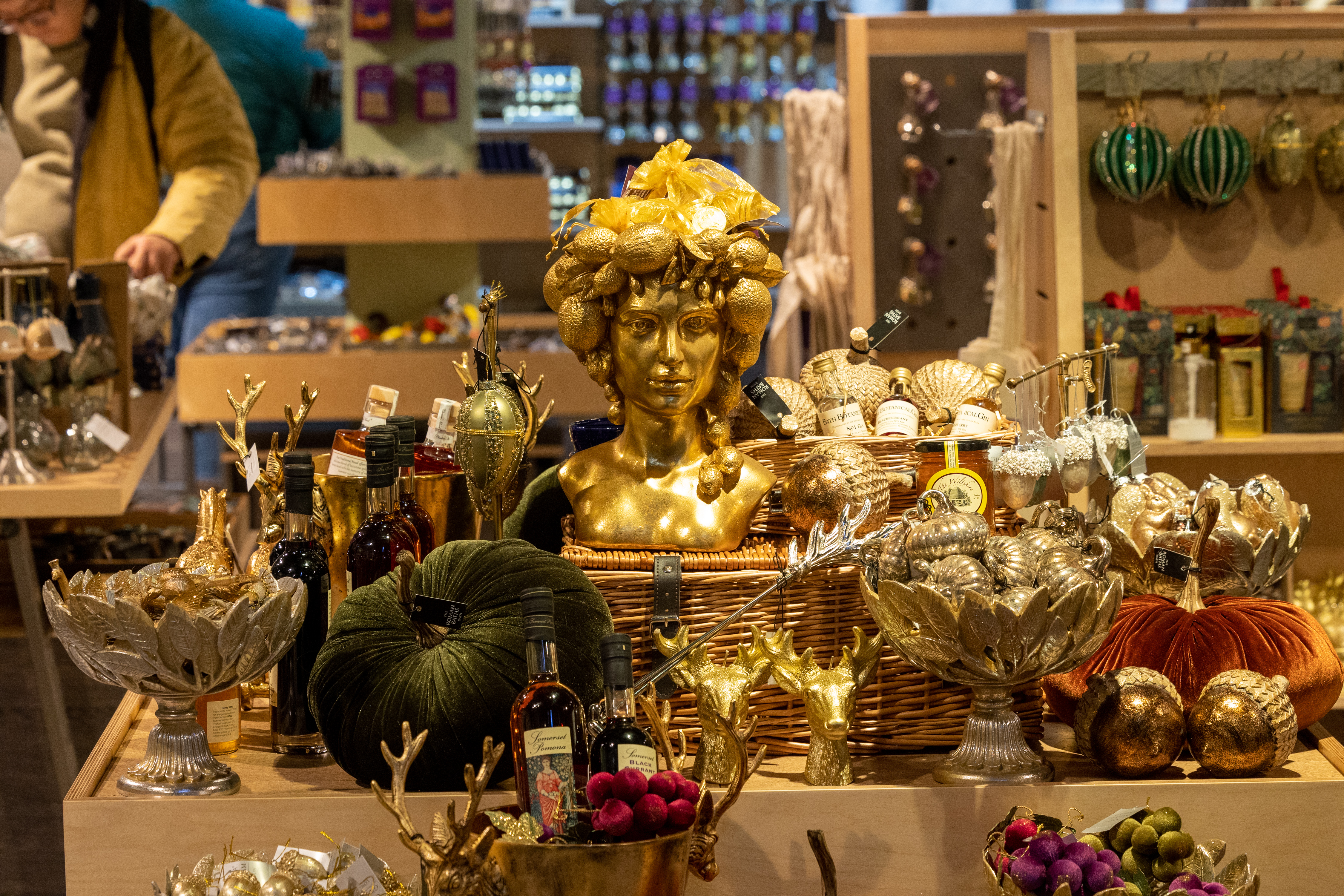 Image: Christmas gifts on display in the Roman Baths shop