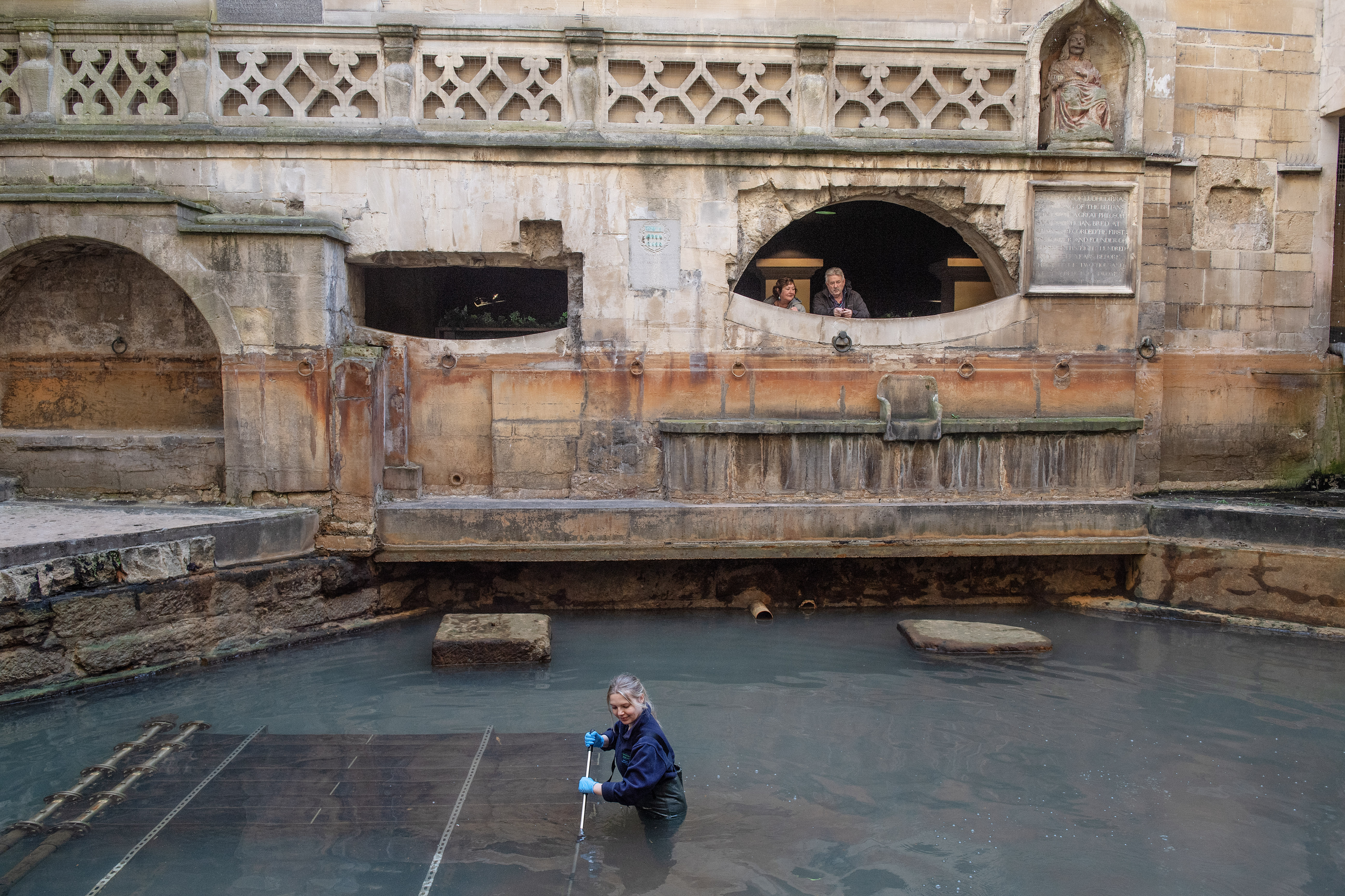 Image: An Operations team member in the King's Bath. You can see the Energy Exchange Blades next to her.