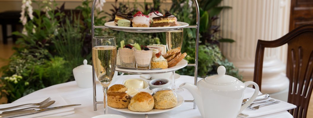 Image: An afternoon tea laid out on a table in the Pump Room