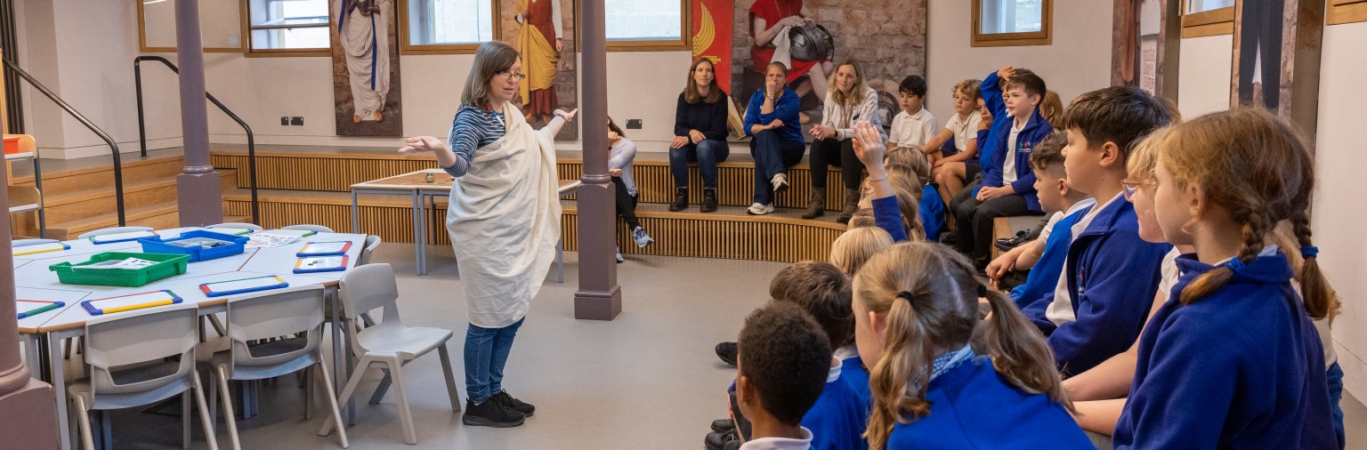 School visiting the Roman Baths Bath